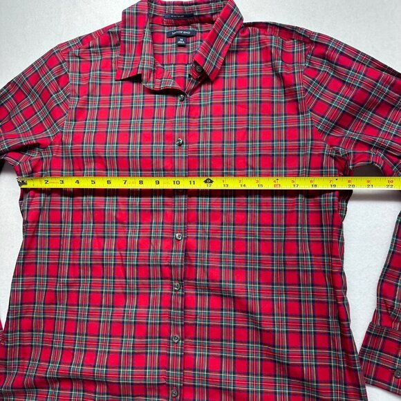 Lands End Womens Tartan Plaid No Iron Supima Cotton Button Up Size 14 Classic - Picture 9 of 11